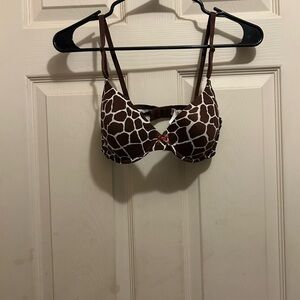 Gilligan & O'Malley Intimates Brown and White Giraffe Print Bra - 34 C